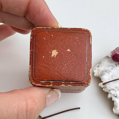 Antique Tan Leather Ring Box