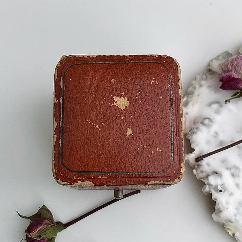 Antique Tan Leather Ring Box