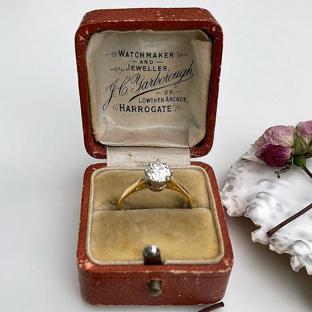 Antique Tan Leather Ring Box