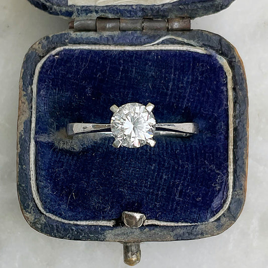 1973 Vintage 18ct White Gold Diamond Solitaire Ring
