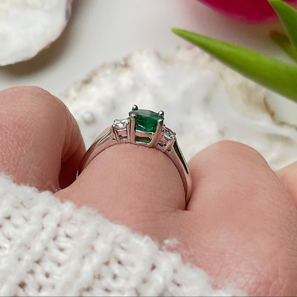 Vintage Emerald and Diamond Engagement Ring | Dot | Braverman Jewelry