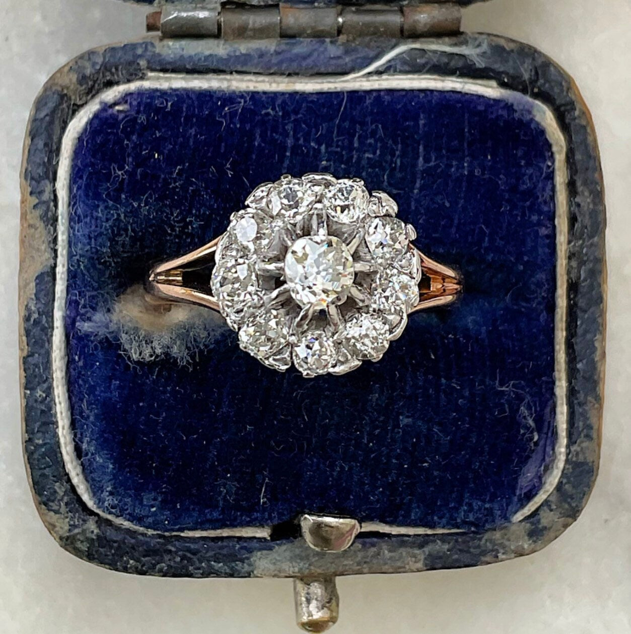 Victorian Antique Diamond Cluster Engagement Ring