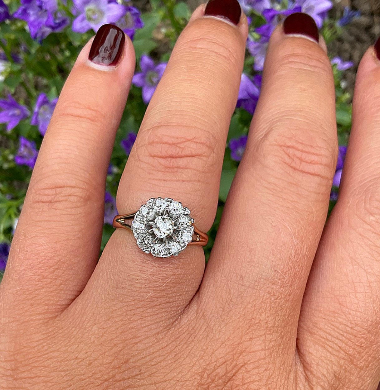 Victorian Antique Diamond Cluster Engagement Ring