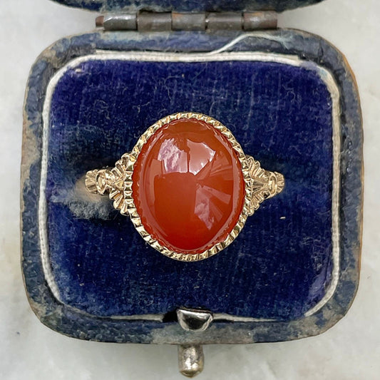 1992 Vintage Orange Oval Carnelian Ring