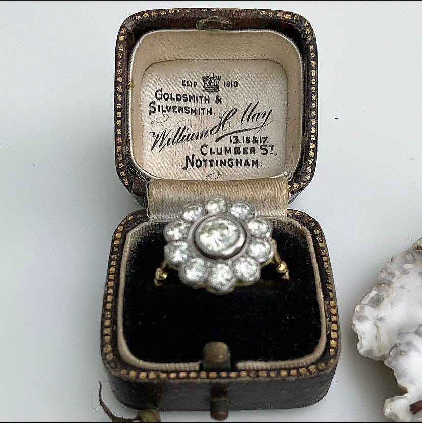 Antique Brown Leather Victorian Ring Box