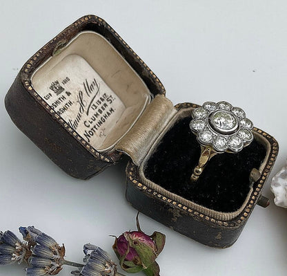 Antique Brown Leather Victorian Ring Box