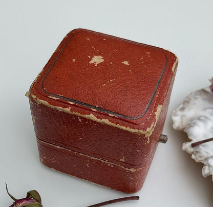 Antique Tan Leather Ring Box